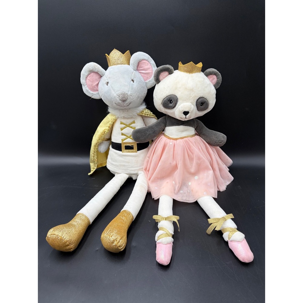 FAO Schwarz Nutcracker Musical Plush Set Mouse King & Ballerina Panda 19"